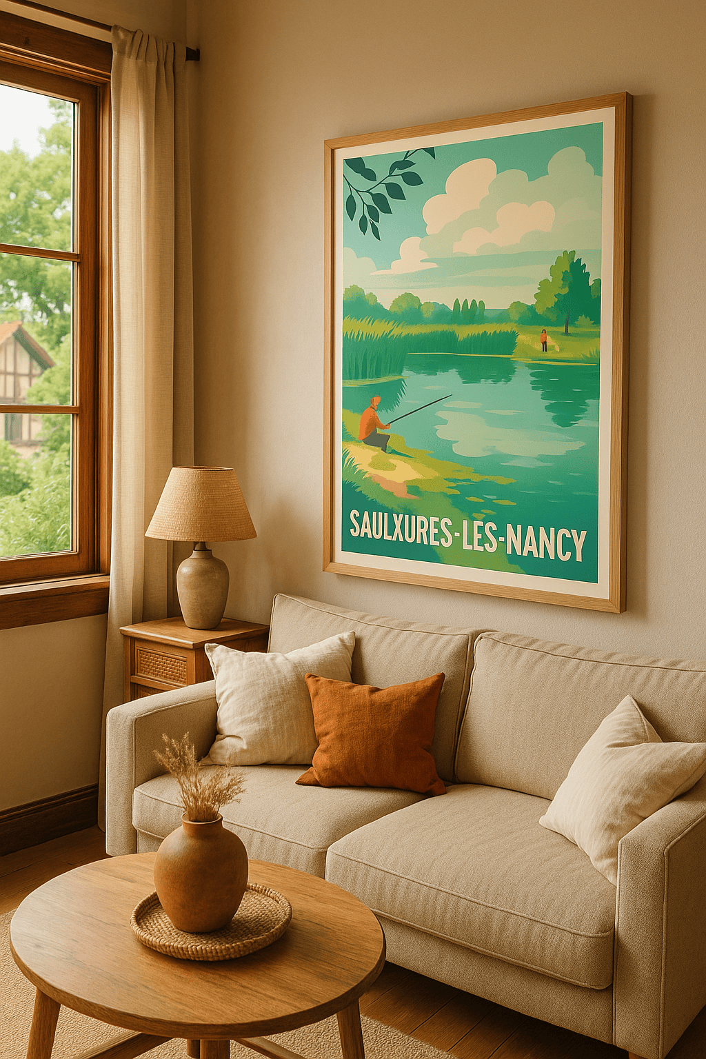 Meurthe-et-Moselle France Affiche de Saulxures-lès-Nancy - Sérénité au bord de l'eau