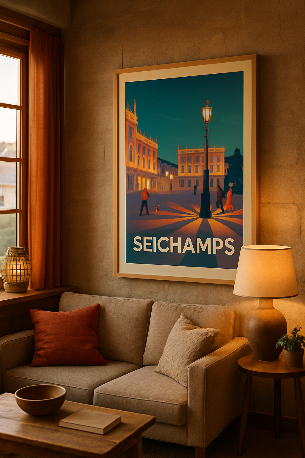Affiche Seichamps — Lumières et ambiance chaleureuse au cœur de la ville · poster d'art de Seichamps