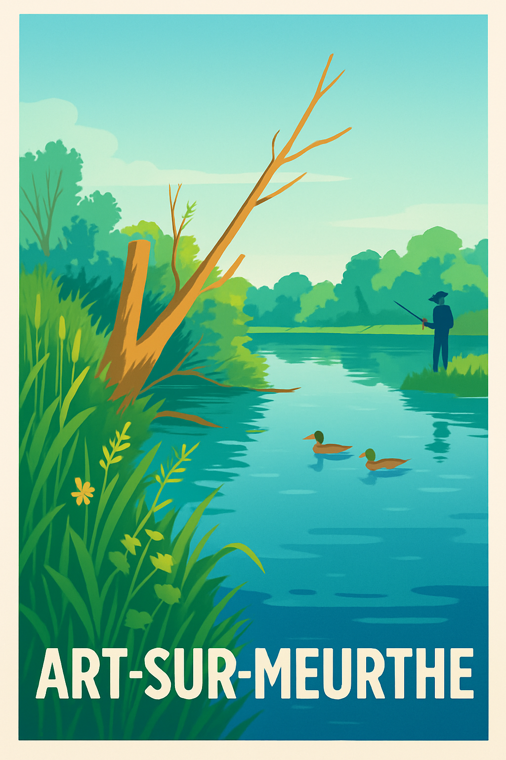 Meurthe-et-Moselle France Pas de Cadre / 20 × 30cm Affiche de Art-sur-Meurthe - Sérénité au fil de l'eau