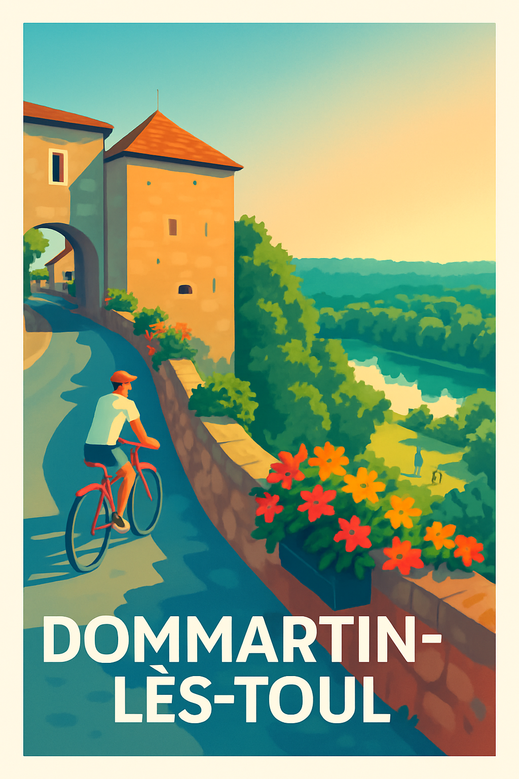 Meurthe-et-Moselle France Pas de Cadre / 20 × 30cm Affiche de Dommartin-lès-Toul - Évasion à vélo au cœur de la nature