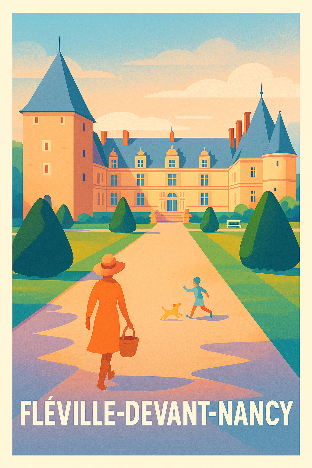 Meurthe-et-Moselle France Pas de Cadre / 20 × 30cm Affiche de Fléville-devant-Nancy - Charme et sérénité au château