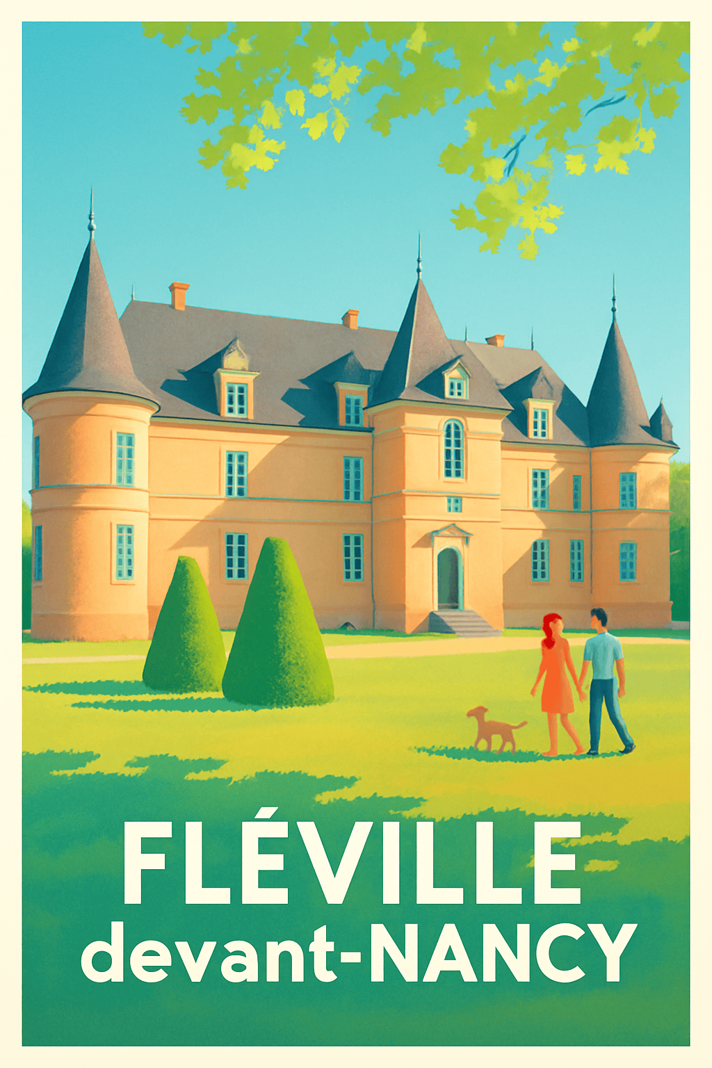 Meurthe-et-Moselle France Pas de Cadre / 20 × 30cm Affiche de Fléville-devant-Nancy - L'élégance d'un château historique