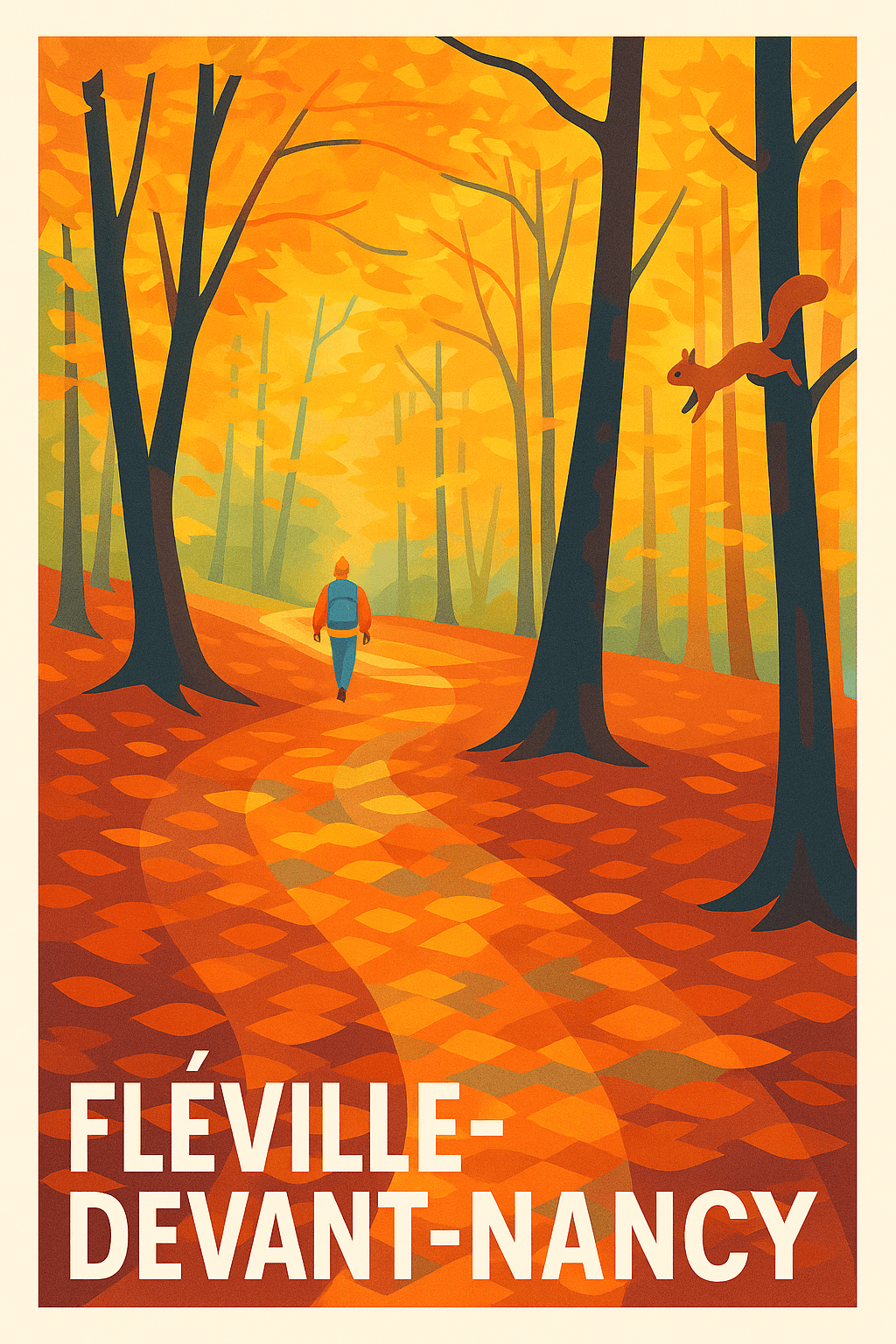 Meurthe-et-Moselle France Pas de Cadre / 20 × 30cm Affiche de Fléville-devant-Nancy - Promenade automnale en forêt