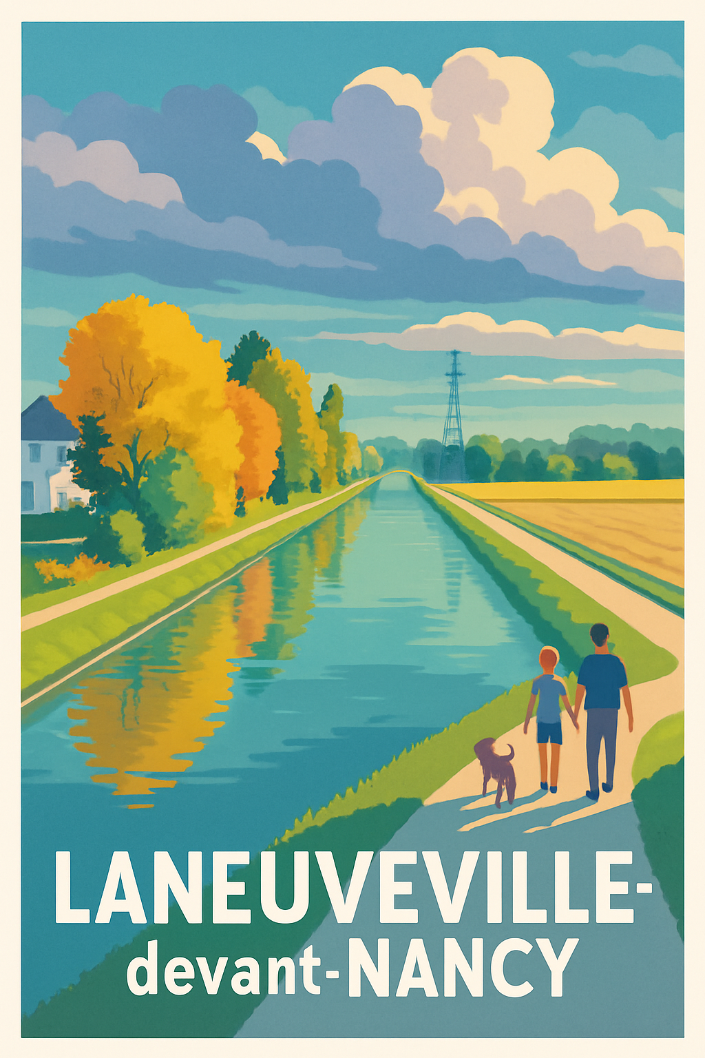 Meurthe-et-Moselle France Pas de Cadre / 20 × 30cm Affiche de Laneuveville-devant-Nancy - Balade paisible au bord du canal