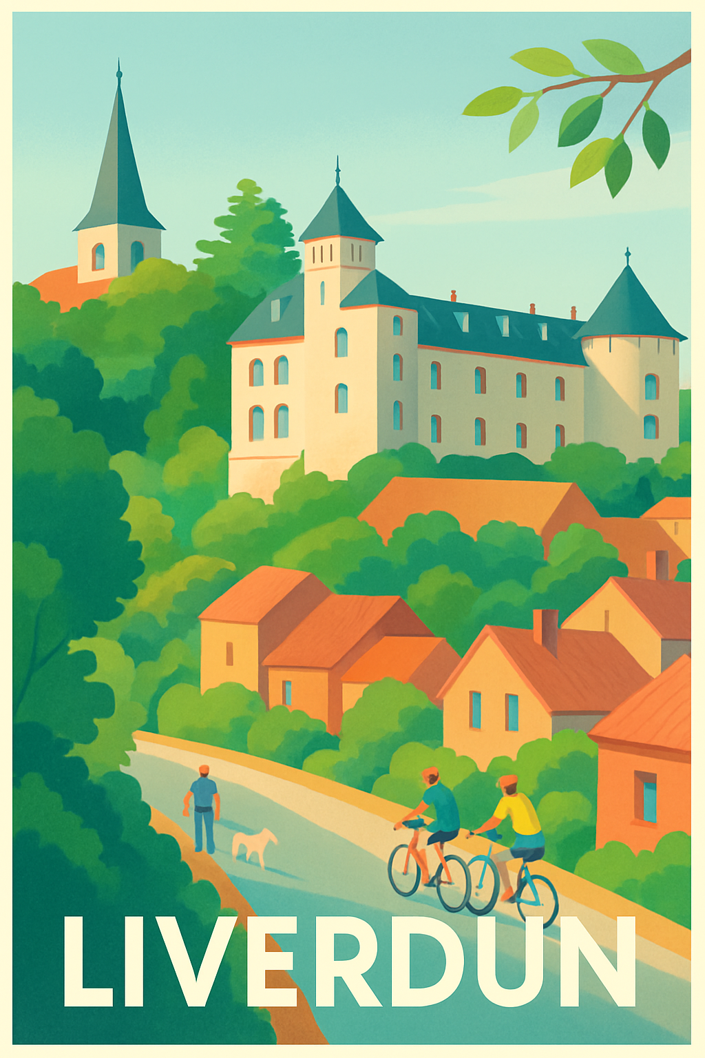 Meurthe-et-Moselle France Pas de Cadre / 20 × 30cm Affiche de Liverdun - Charme et Nature à Vélo