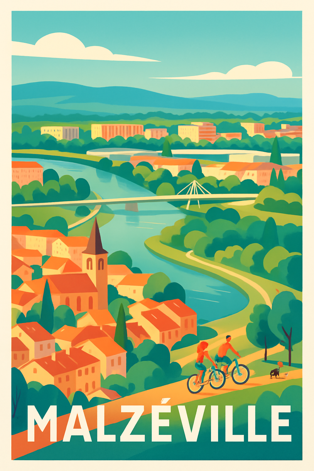 Meurthe-et-Moselle France Pas de Cadre / 20 × 30cm Affiche de Malzéville - Charme et nature au fil de la Moselle