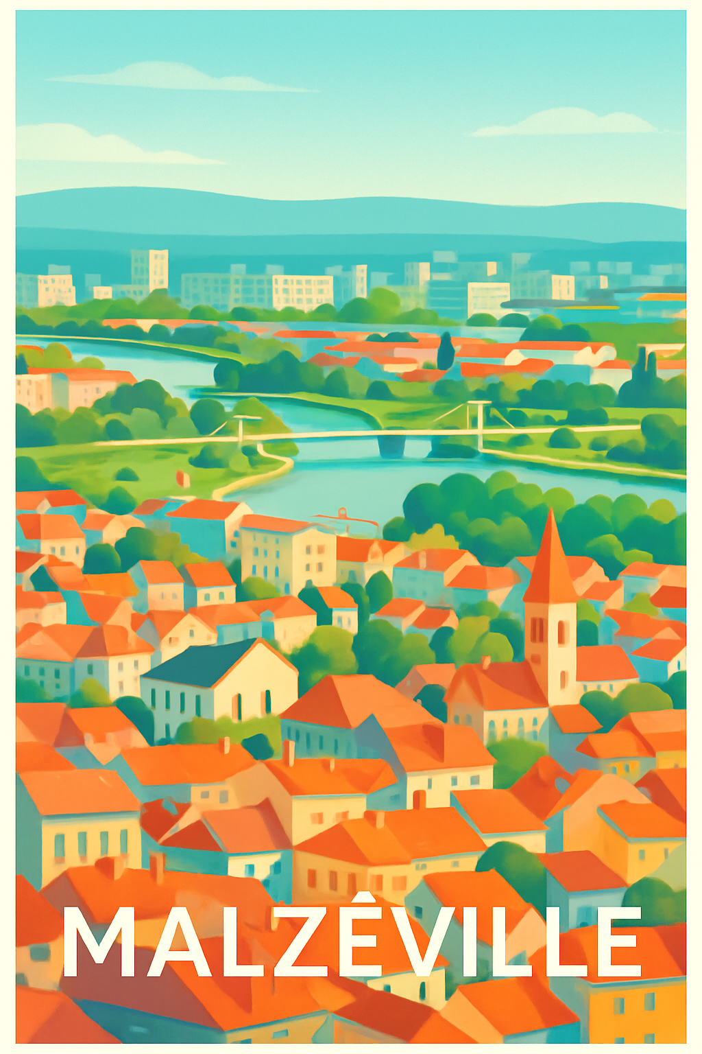 Meurthe-et-Moselle France Pas de Cadre / 20 × 30cm Affiche de Malzéville - Une vue charmante au bord de l'eau