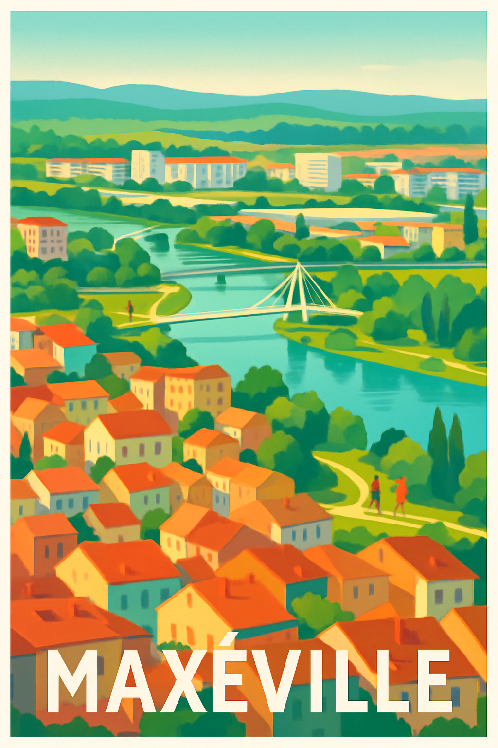 Meurthe-et-Moselle France Pas de Cadre / 20 × 30cm Affiche de Maxéville - Charme authentique au bord de l'eau