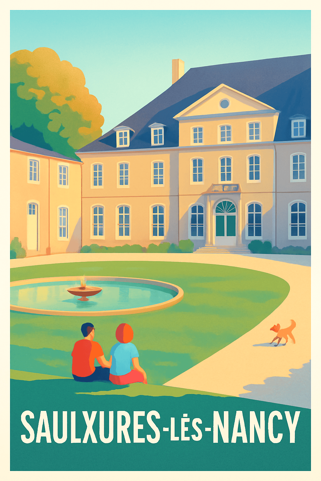 Meurthe-et-Moselle France Pas de Cadre / 20 × 30cm Affiche de Saulxures-lès-Nancy - Élégance et quiétude au château