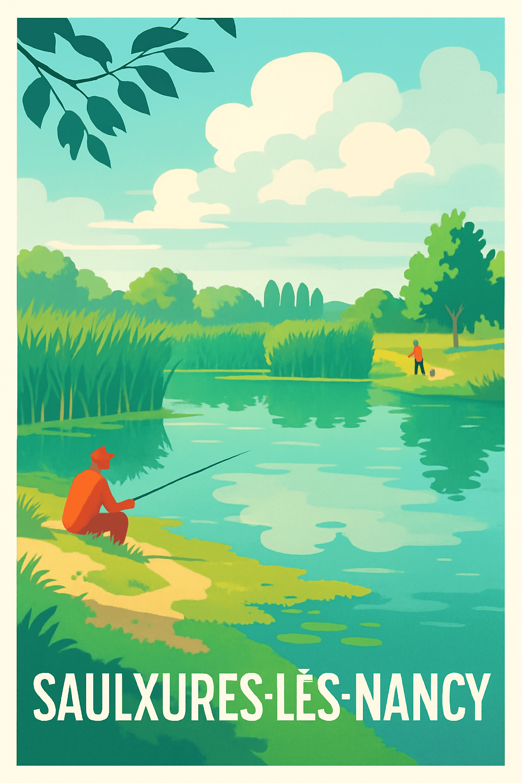 Meurthe-et-Moselle France Pas de Cadre / 20 × 30cm Affiche de Saulxures-lès-Nancy - Sérénité au bord de l'eau