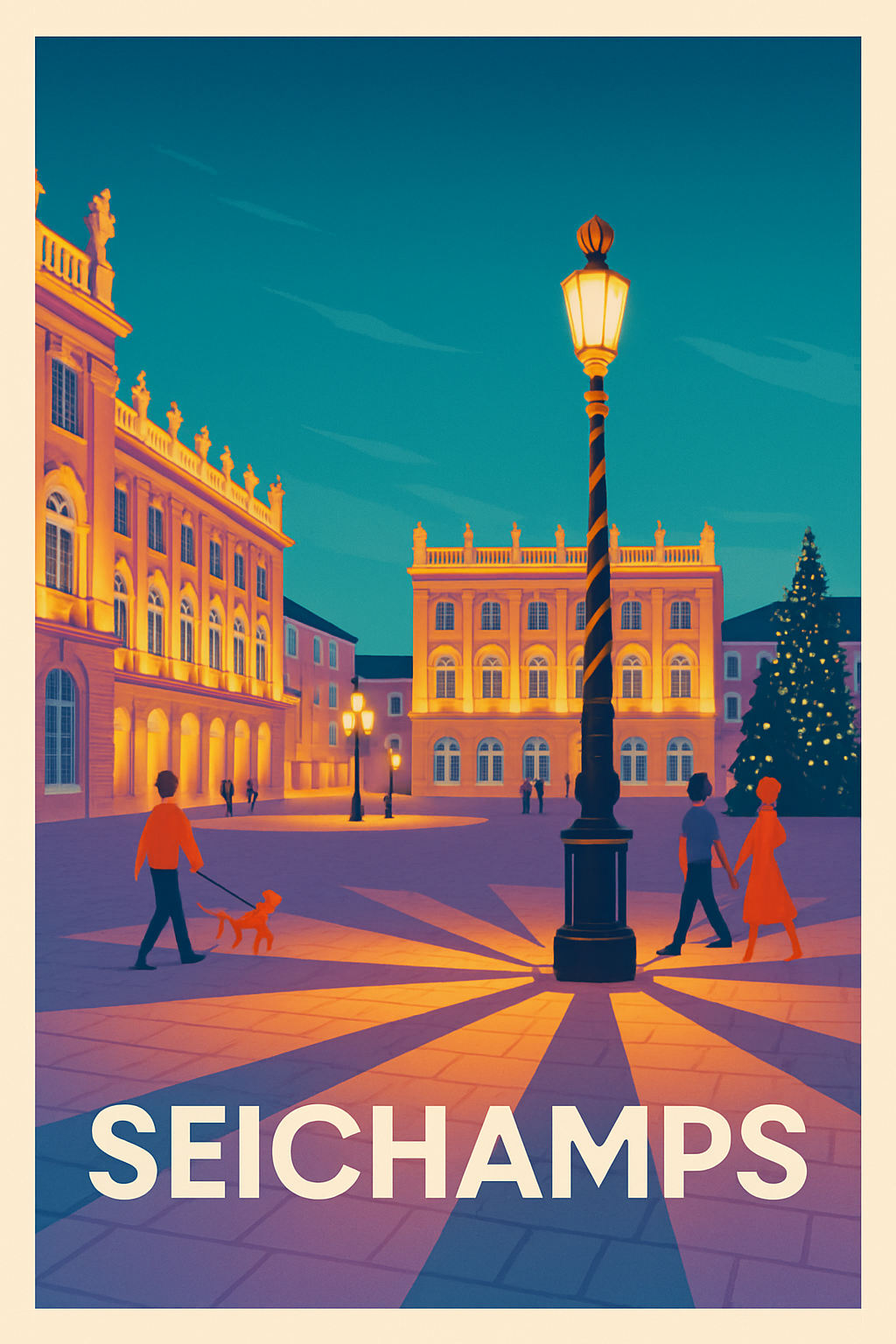 Affiche Seichamps — Lumières et ambiance chaleureuse au cœur de la ville · poster d'art de Seichamps