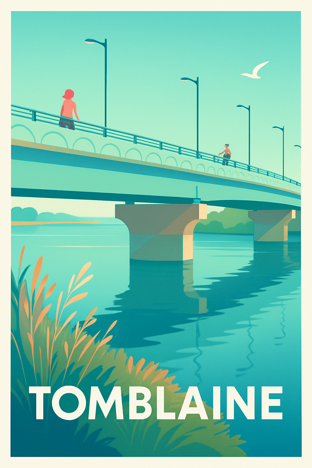 Meurthe-et-Moselle France Pas de Cadre / 20 × 30cm Affiche de Tomblaine - L'élégance paisible du pont sur la Meurthe