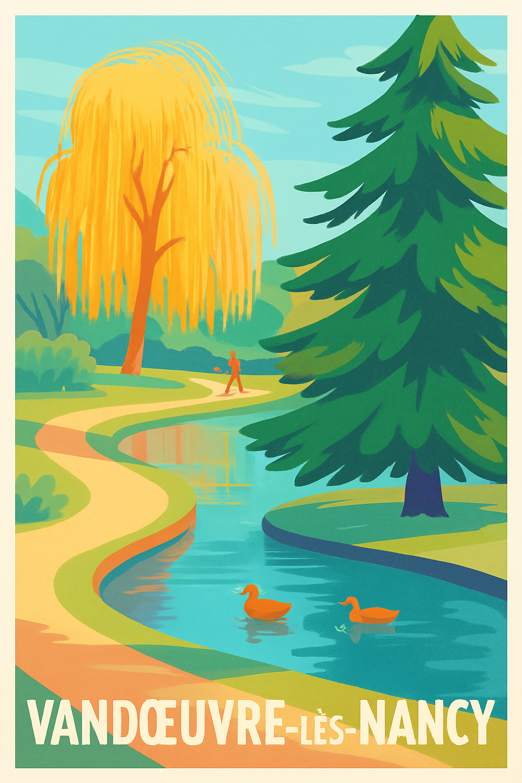 Meurthe-et-Moselle France Pas de Cadre / 20 × 30cm Affiche de Vandœuvre-lès-Nancy - Sérénité au fil de l'eau