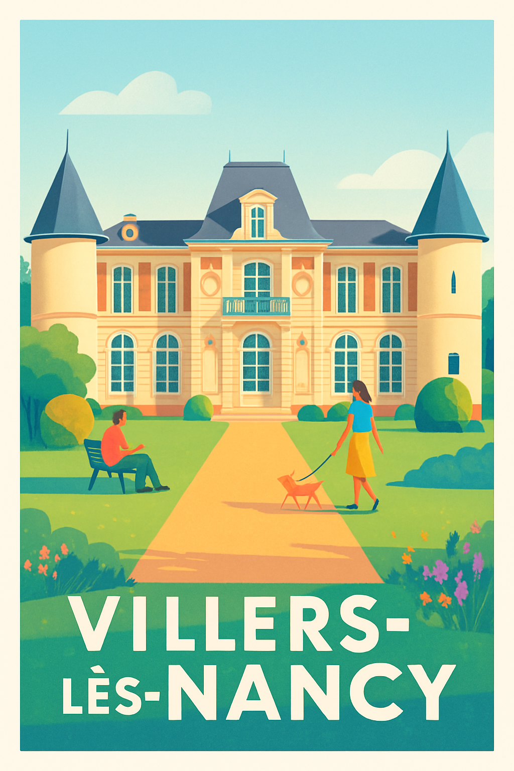 Affiche Villers-lès-Nancy — Charme et sérénité au château · poster d'art de Villers-lès-Nancy