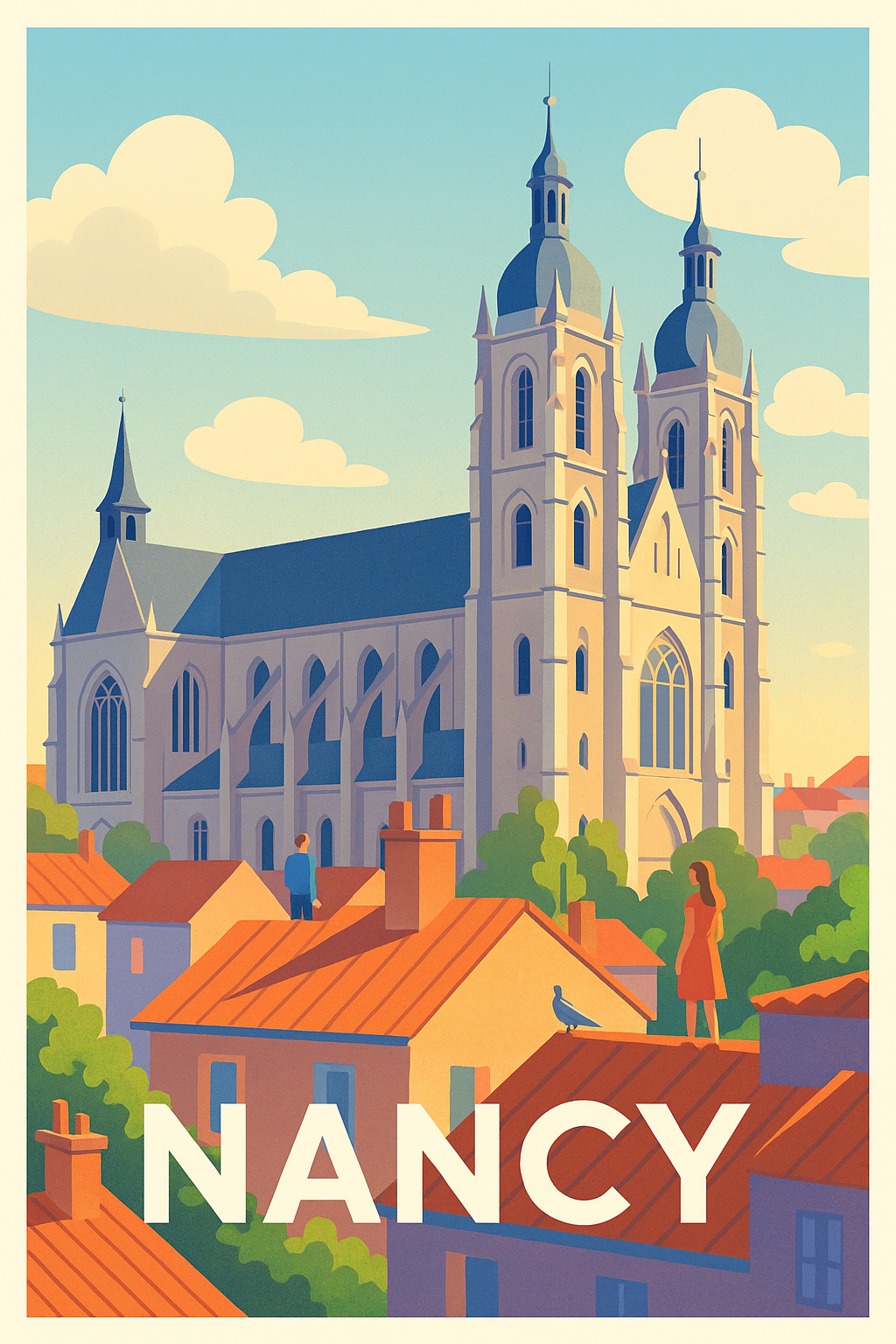 Meurthe-et-Moselle France Pas de Cadre / 20 × 30cm Affiche Nancy - Charme et Harmonie sur les Toits