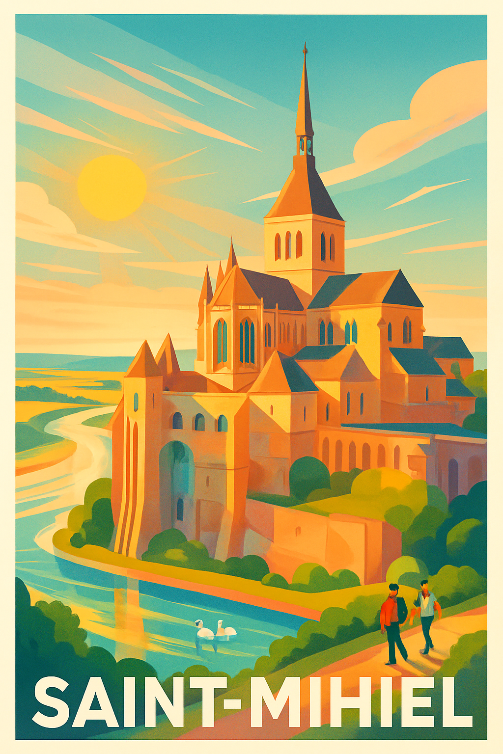 Meuse France Pas de Cadre / 20 × 30cm Affiche de Saint-Mihiel - Une invitation au charme historique et naturel