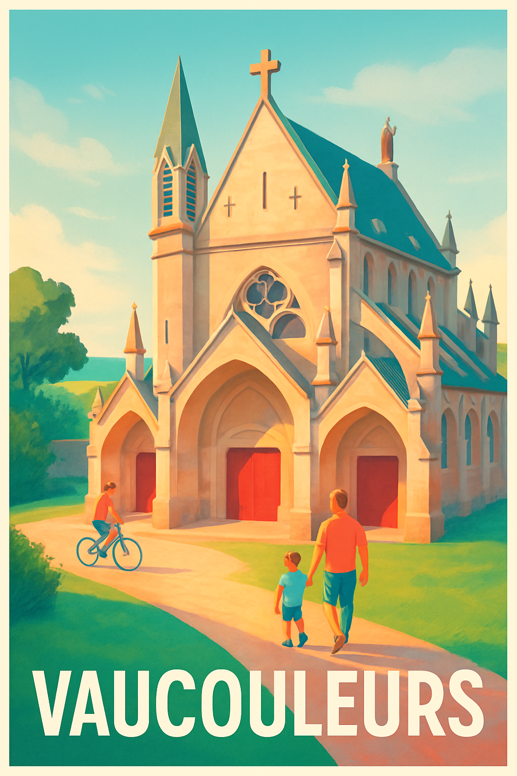 Meuse France Pas de Cadre / 20 × 30cm Affiche de Vaucouleurs - Charme et sérénité à l'église historique