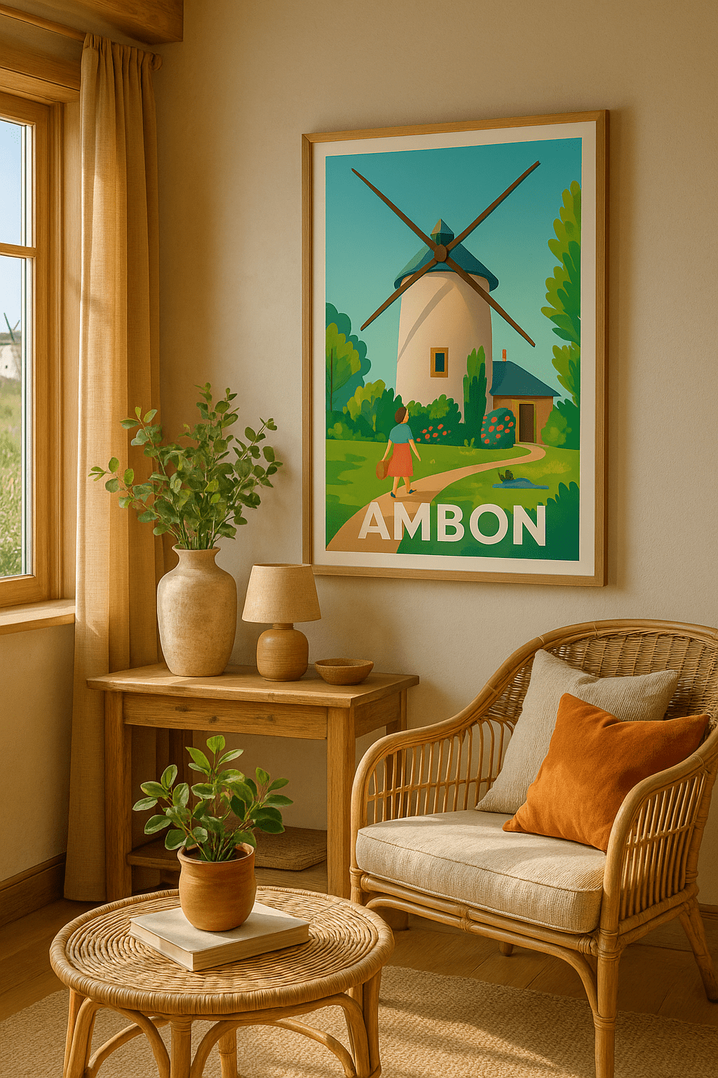 Morbihan France Affiche de Ambon - L'élégance paisible du moulin
