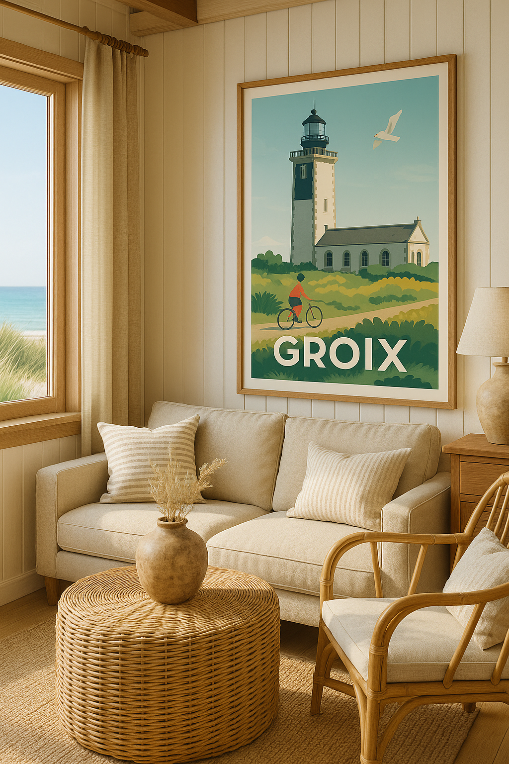 Morbihan France Affiche de Groix - Évasion au phare emblématique