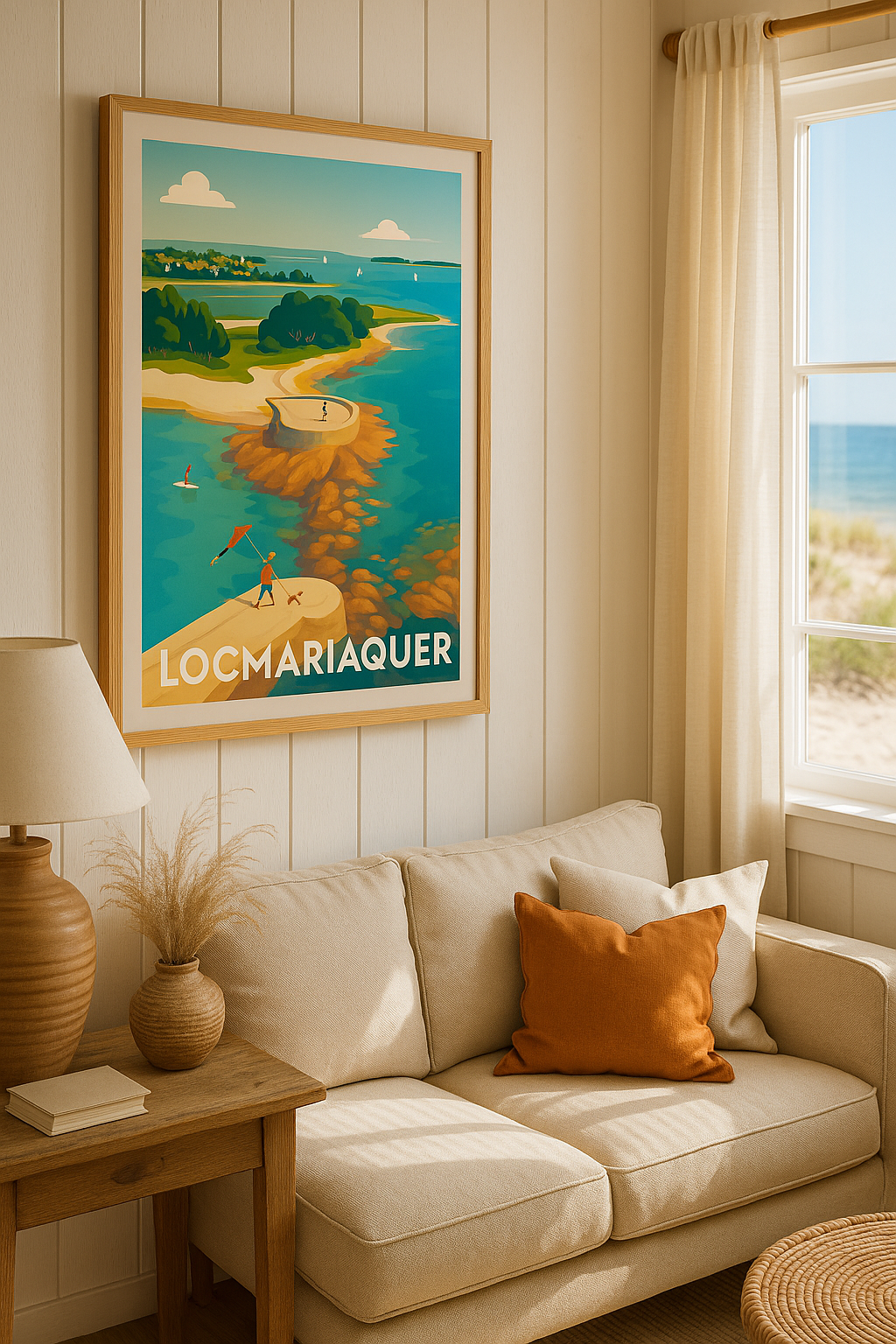 Morbihan France Affiche de Locmariaquer - Évasion bretonne au bord de l'eau
