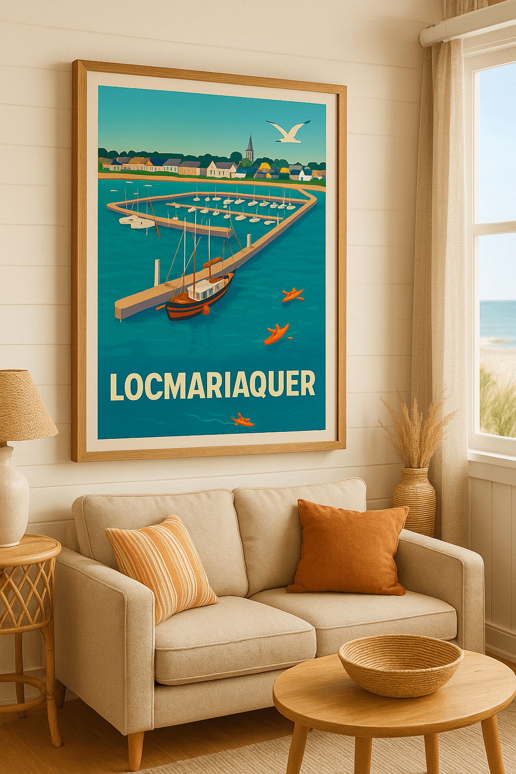 Morbihan France Affiche de Locmariaquer - Évasion marine et charme breton