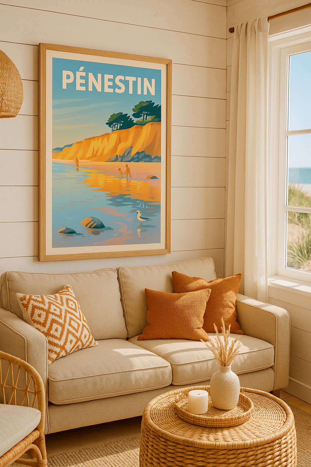 Morbihan France Affiche de Pénestin - Évasion en bord de mer et falaises dorées