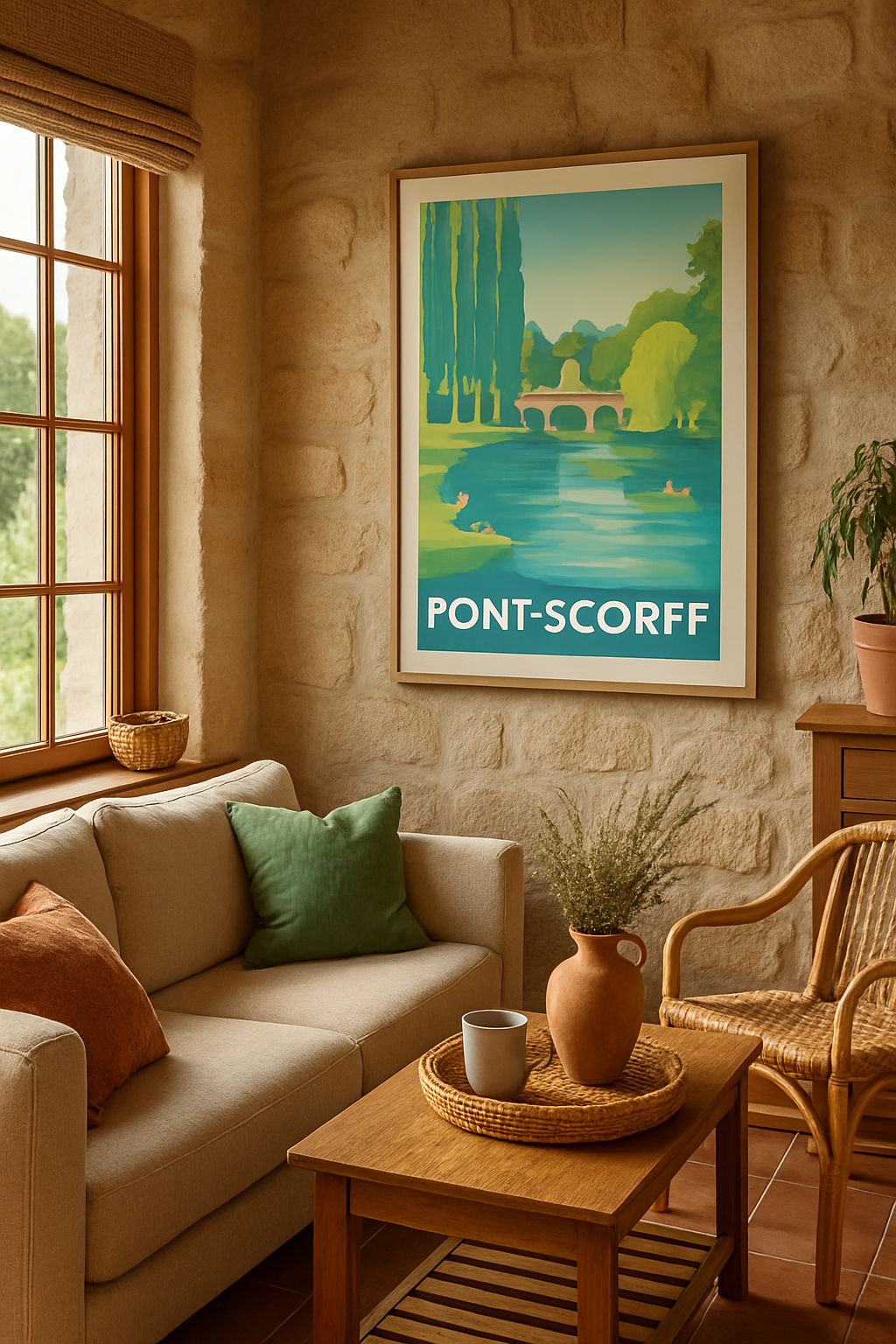 Affiche Pont-Scorff — Sérénité au fil de l'eau · poster d'art de Pont-Scorff