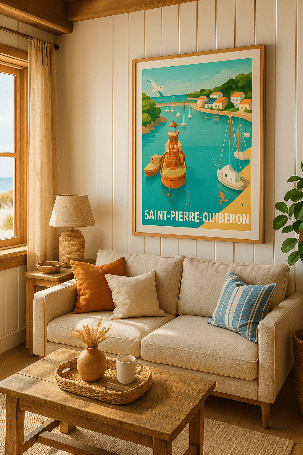 Morbihan France Affiche de Saint-Pierre-Quiberon - L'évasion maritime en couleurs