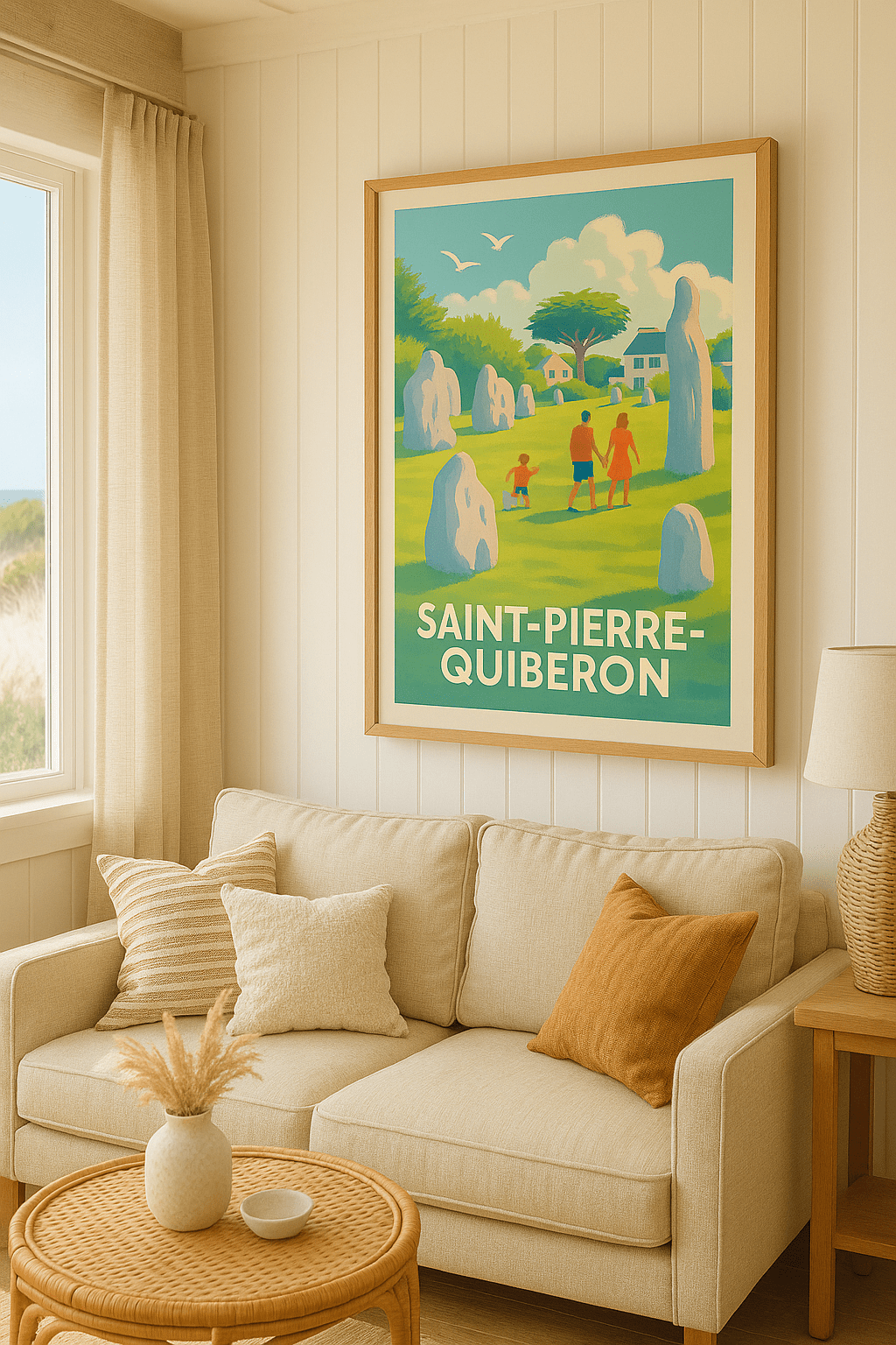 Morbihan France Affiche de Saint-Pierre-Quiberon - Promenade au cœur des menhirs