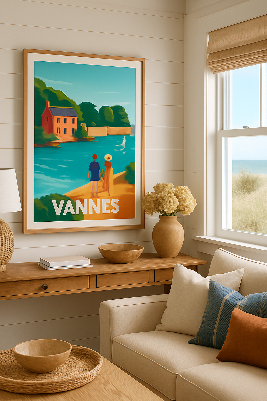 Affiche Vannes — Escapade romantique au bord de l'eau · poster d'art de Vannes