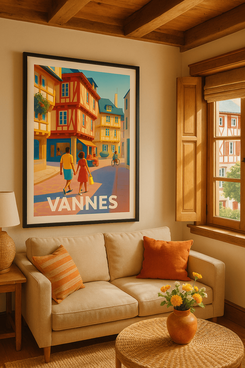 Affiche Vannes — Flânerie lumineuse dans les ruelles historiques · poster d'art de Vannes