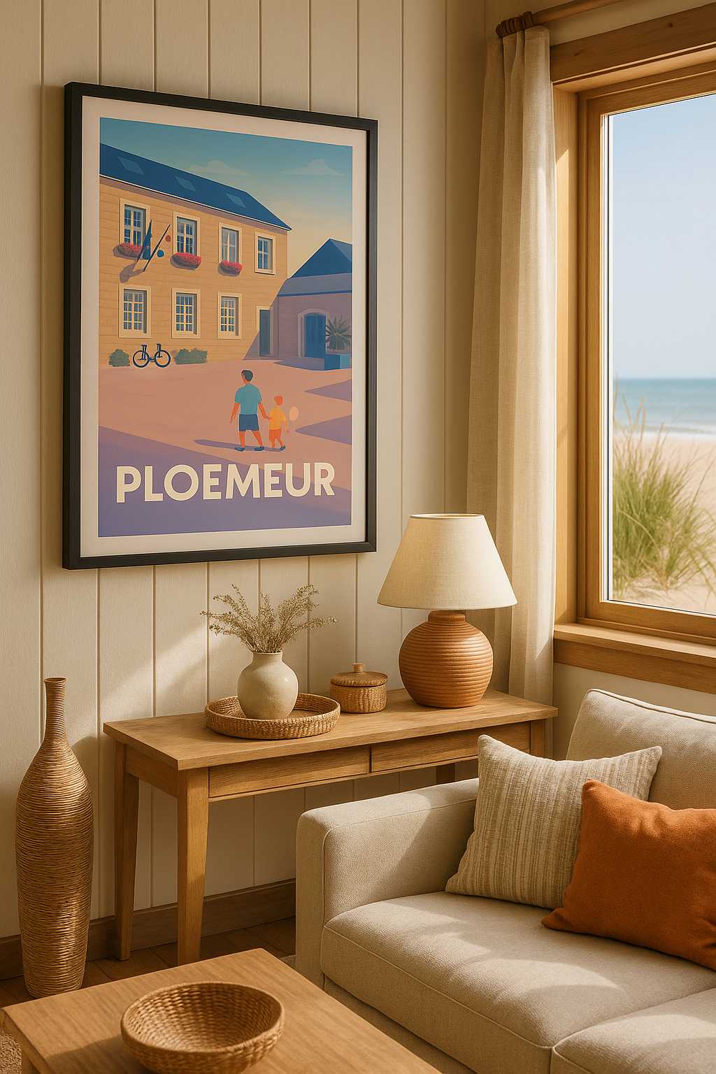 Morbihan France Affiche Ploemeur - Douce promenade au cœur de la ville