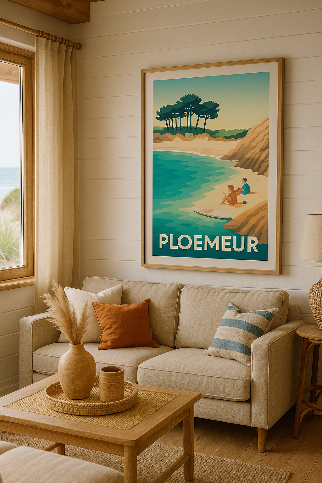Morbihan France Affiche Ploemeur - Évasion et Sérénité sur la Côte Bretonne