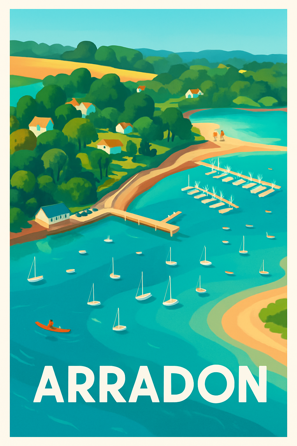 Morbihan France Pas de Cadre / 20 × 30cm Affiche de Arradon - Évasion marine et paysages verdoyants