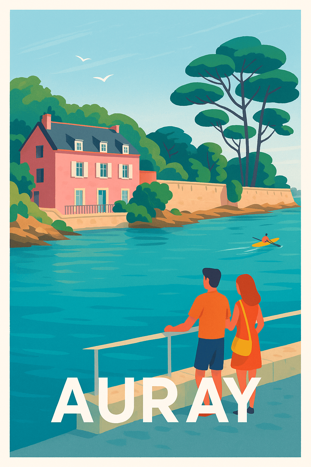 Affiche Auray — Escapade tranquille au bord de l'eau · poster d'art de Auray