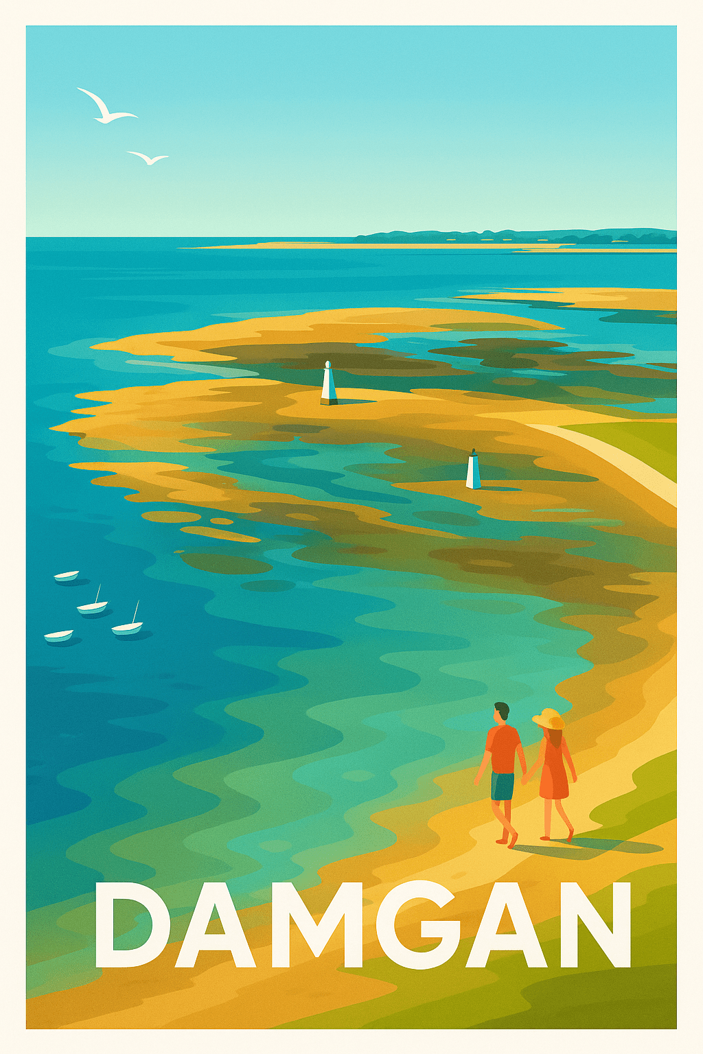 Morbihan France Pas de Cadre / 20 × 30cm Affiche de Damgan - Escapade romantique en bord de mer