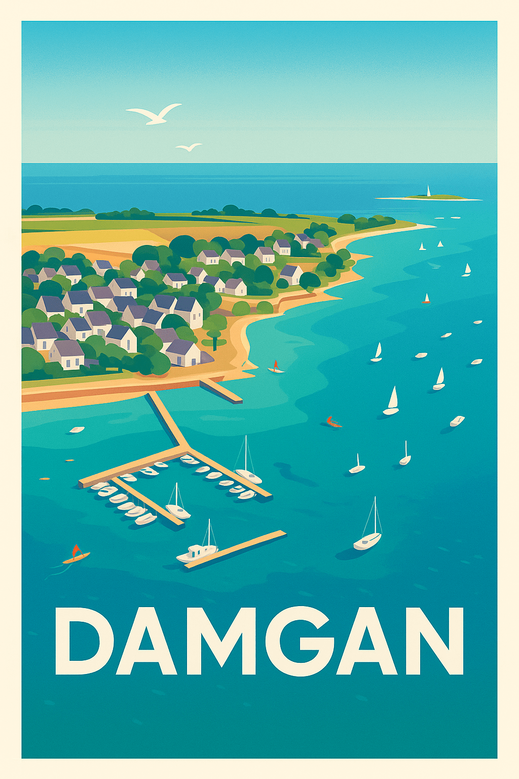 Morbihan France Pas de Cadre / 20 × 30cm Affiche de Damgan - Évasion et sérénité bretonne