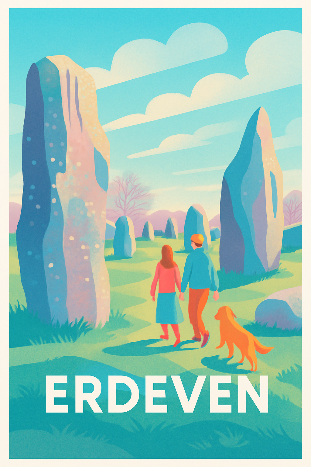 Affiche Erdeven — Promenade mystique entre les menhirs · poster d'art de Erdeven
