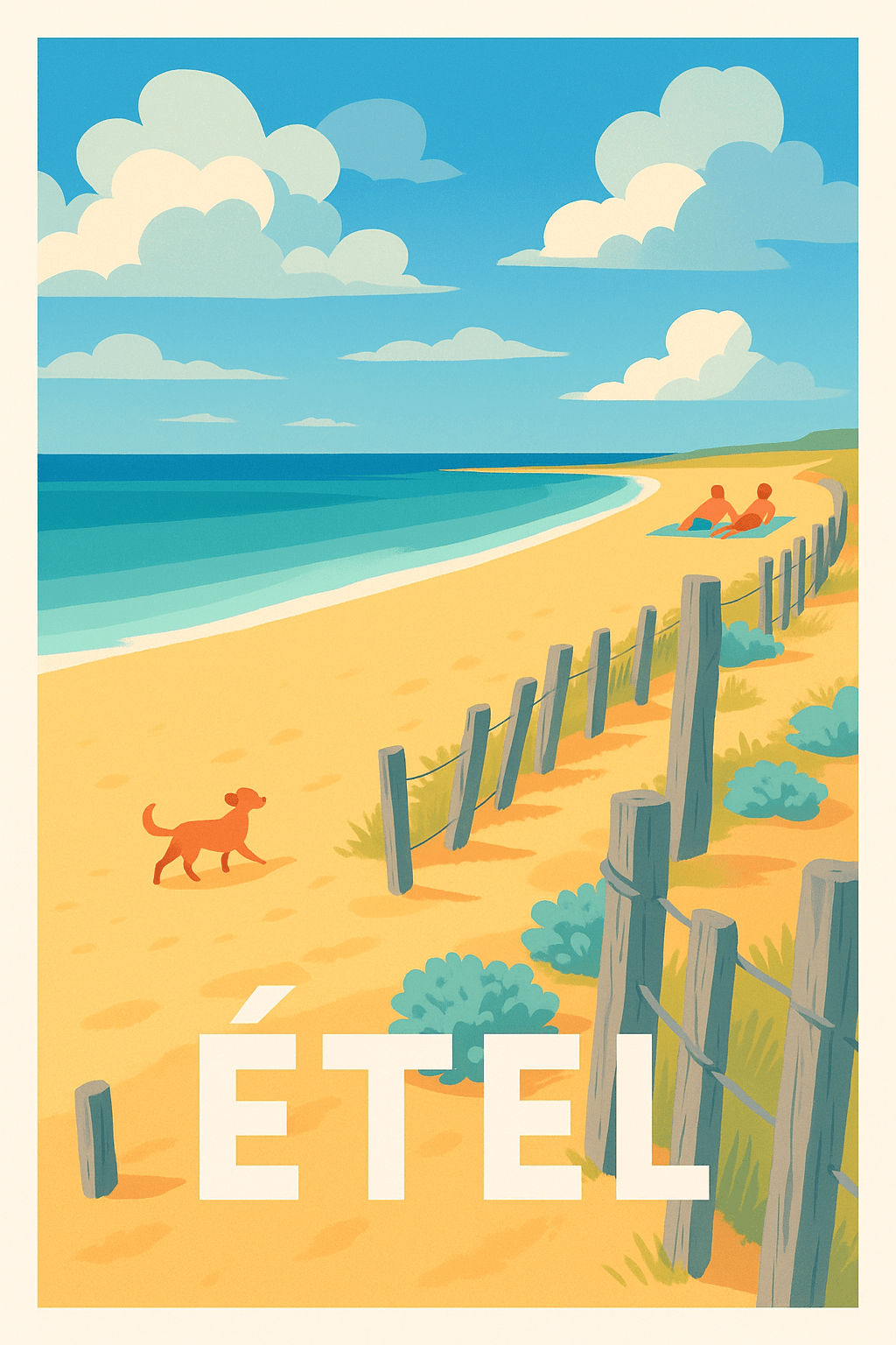 Morbihan France Pas de Cadre / 20 × 30cm Affiche de Étél - Plages ensoleillées et détente bretonne