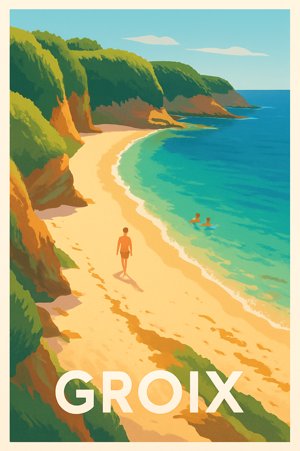 Morbihan France Pas de Cadre / 20 × 30cm Affiche de Groix - Évasion et douceur bretonne