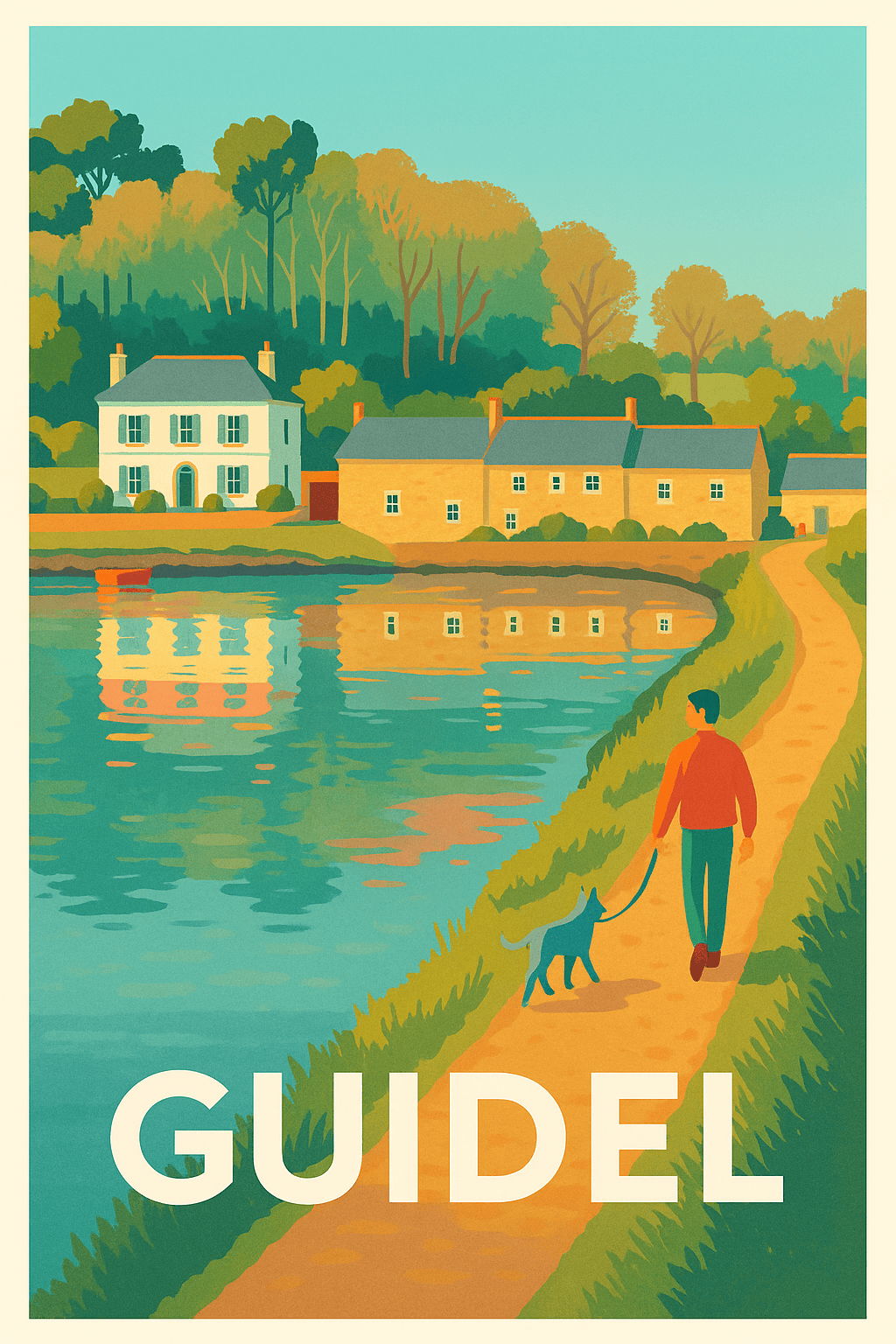 Affiche Guidel — Promenade paisible au bord de l'eau · poster d'art de Guidel