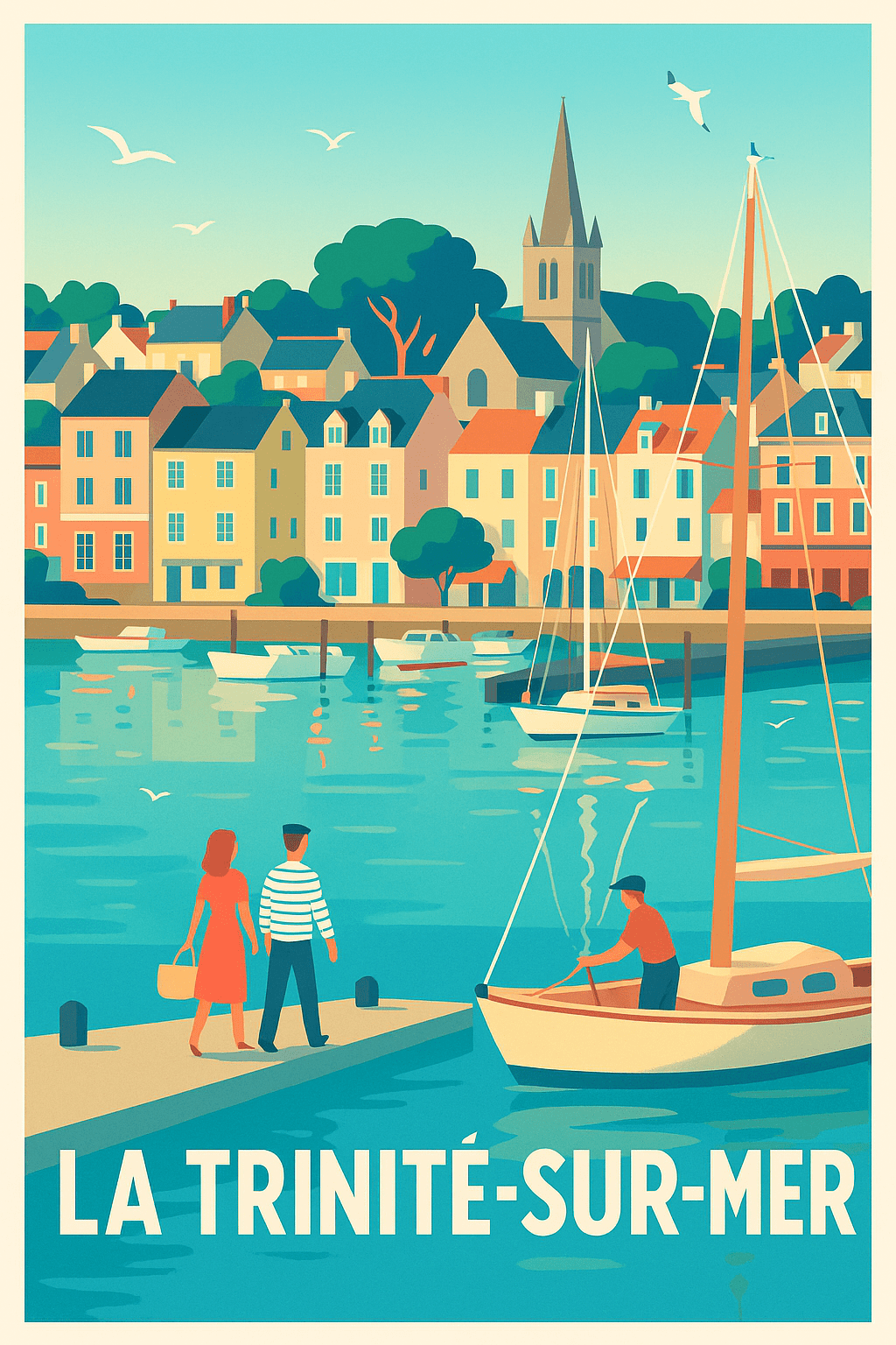 Morbihan France Pas de Cadre / 20 × 30cm Affiche de La Trinité-sur-Mer - Charme côtier et douceur de vivre
