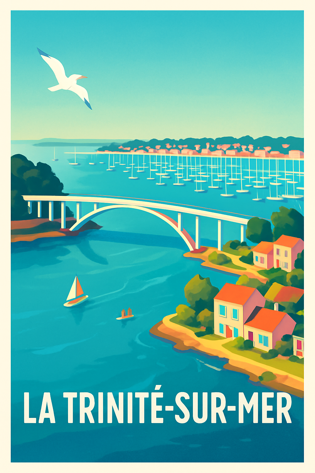 Affiche La Trinité-sur-Mer — Charme côtier et pont emblématique · poster d'art de La Trinité-sur-Mer