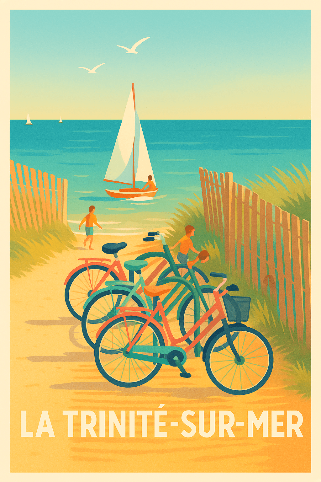 Morbihan France Pas de Cadre / 20 × 30cm Affiche de La Trinité-sur-Mer - Escapade Balnéaire en Douceur