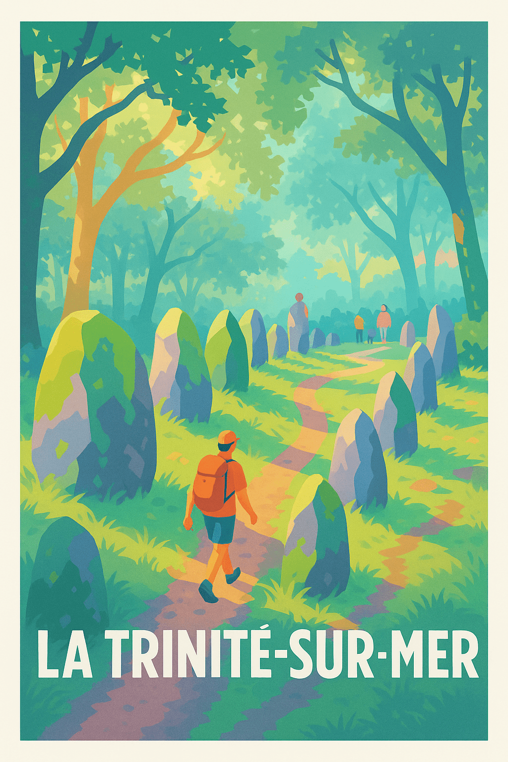 Morbihan France Pas de Cadre / 20 × 30cm Affiche de La Trinité-sur-Mer - Exploration nature entre pierres et sentiers