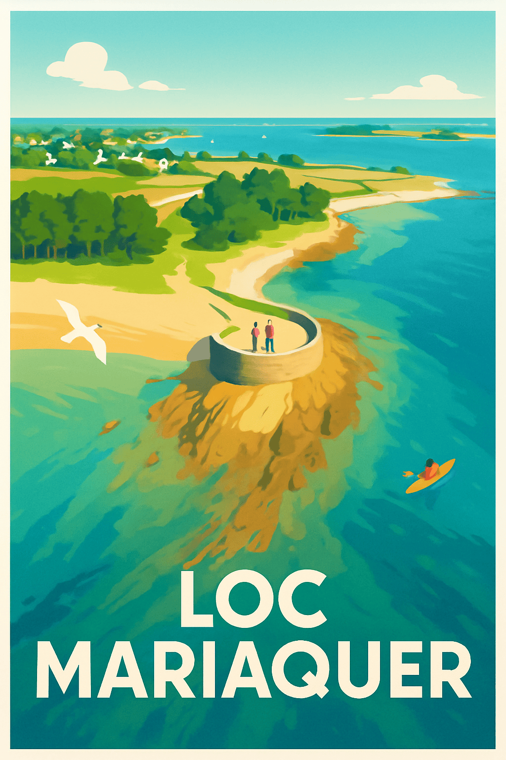 Morbihan France Pas de Cadre / 20 × 30cm Affiche de Loc Mariaquer - Évasion et nature en bord de mer