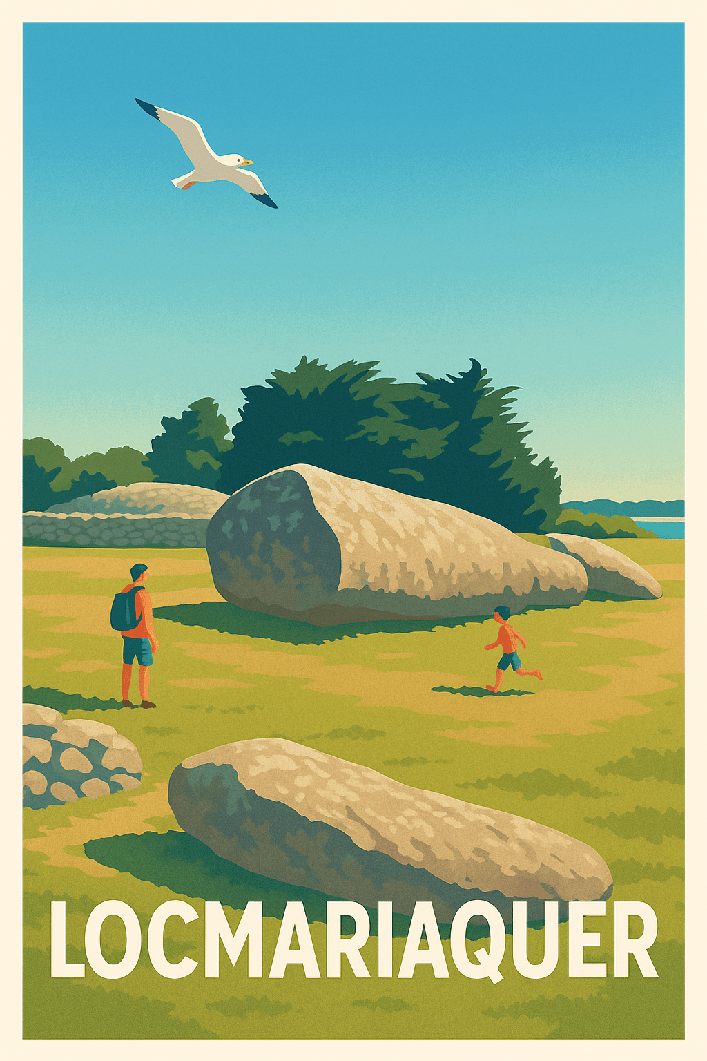 Morbihan France Pas de Cadre / 20 × 30cm Affiche de Locmariaquer - Voyage au cœur des mégalithes