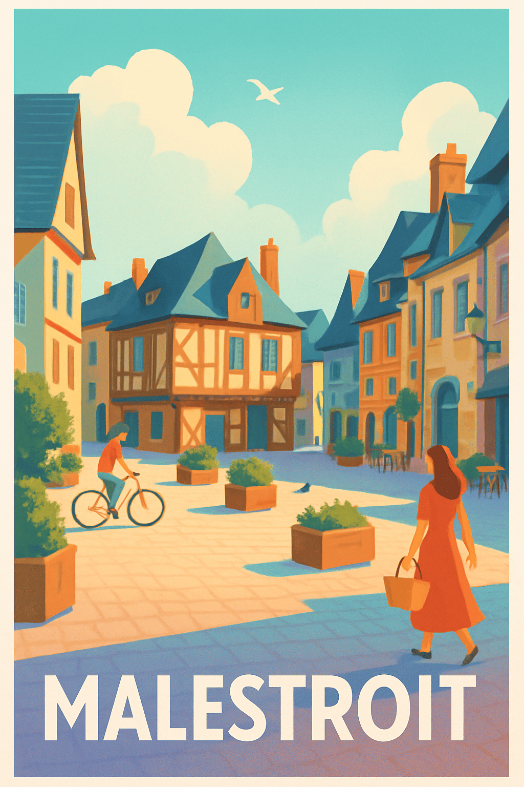 Affiche Malestroit — Charme intemporel des rues bretonnes · poster d'art de Malestroit