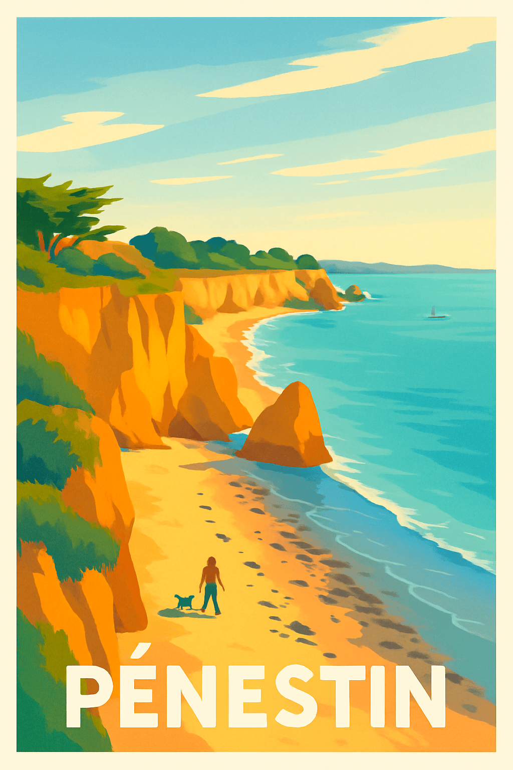 Morbihan France Pas de Cadre / 20 × 30cm Affiche de Pénestin - Échappée belle sur la côte sauvage