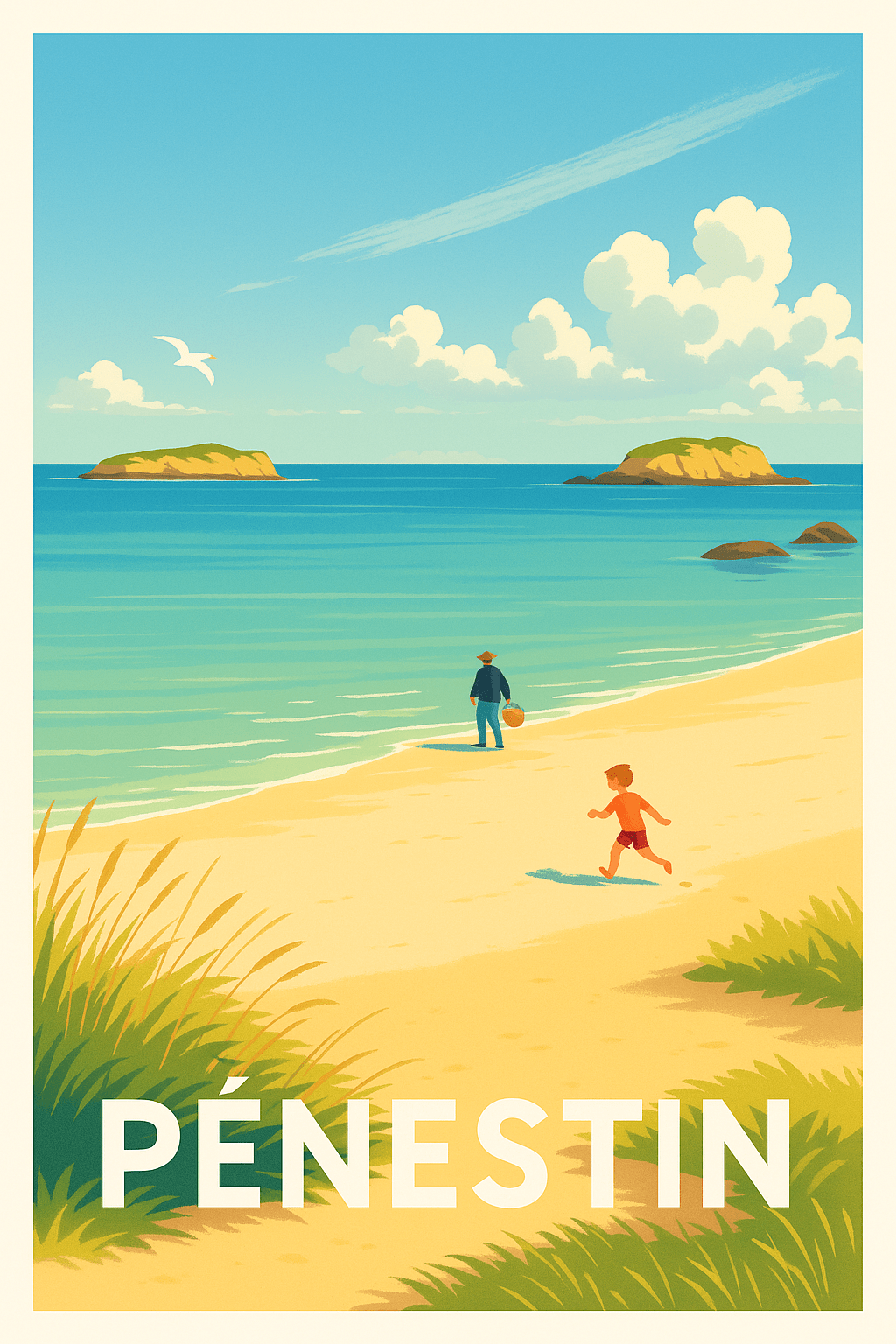 Morbihan France Pas de Cadre / 20 × 30cm Affiche de Pénestin - Évasion et douceur bretonne
